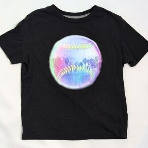 Old Navy Black Kids T-Shirt with Holographic Baseball Graphic
